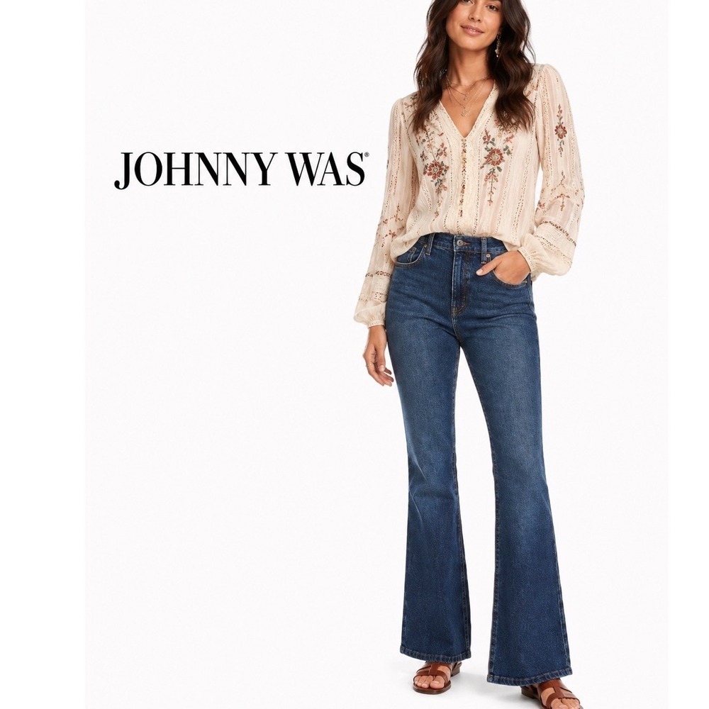 Johnny Was Dark Blue Rue De La Flare‎ Jeans
